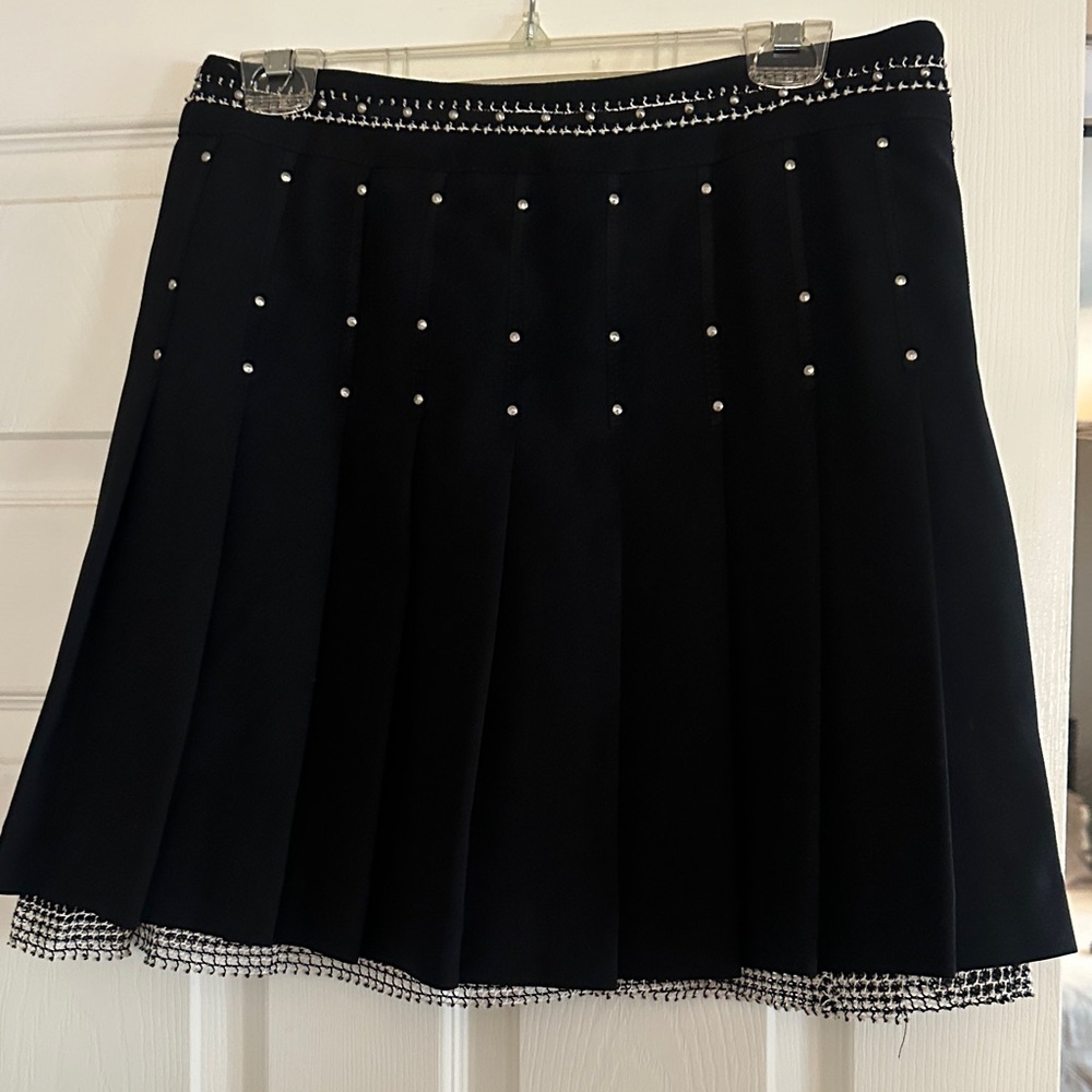 Alberto Makali Black Skirt with Pearl Details